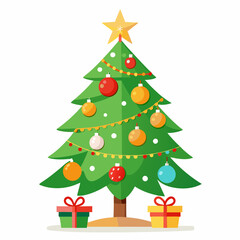 a decorated christmas tree on white background