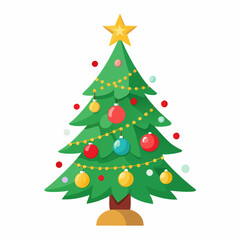 a decorated christmas tree on white background