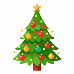 a decorated christmas tree on white background