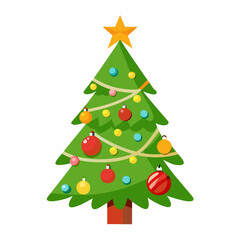 a decorated christmas tree on white background