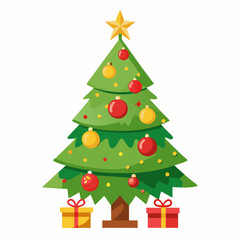 a decorated christmas tree on white background