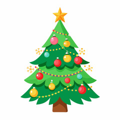 a decorated christmas tree on white background