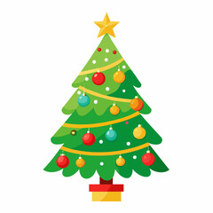 a decorated christmas tree on white background