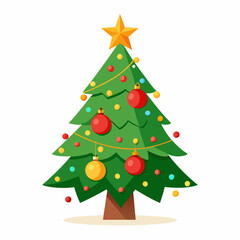 a decorated christmas tree on white background