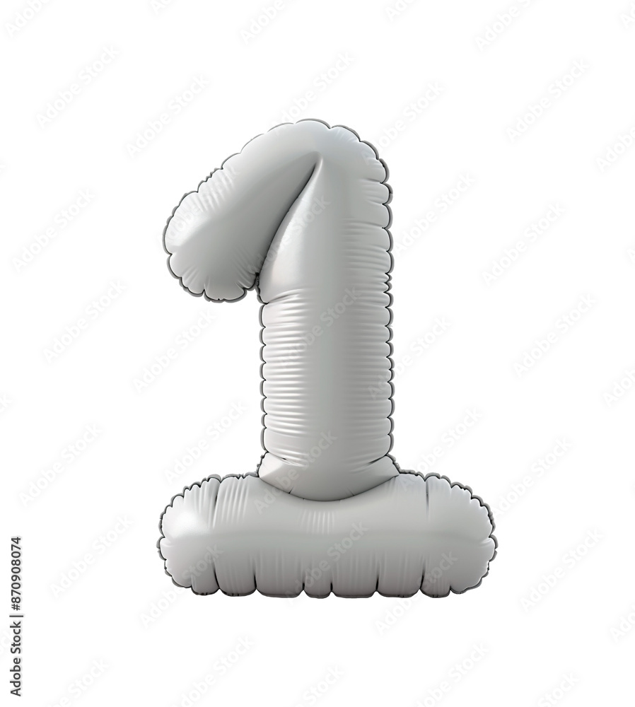 Fototapete ai generated photo with inflatable light gray color number 1. minimalistic balloon isolated on a tra