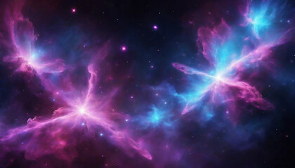 Obraz premium dark background with pink and blue lights, laser lights background, outer space nebula background, dark purple glowing background, colorful nebula background, space nebula background, generative ai
