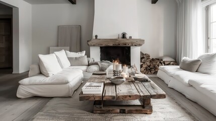 Cozy Scandinavian Style Living Room Interior with Modern and Minimalist Deco