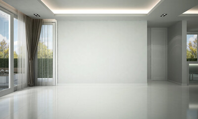 Modern mock up furniture and decoration of empty cozy living room interior design and empty wall pattern background. 3d rendering