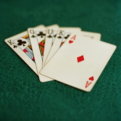 Obraz premium Ace cards lay on poker table background and selective focus 
