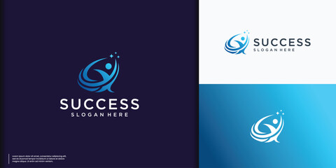 Abstract Success people logo template design. Leadership logo concept vector