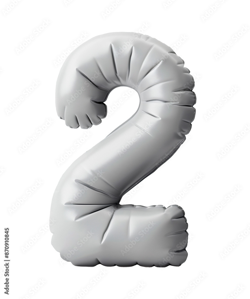 Fototapete ai generated photo with inflatable light gray color number 2. minimalistic balloon isolated on a tra