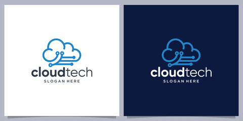 Creative Cloud tech logo, icon wireless database server logo design.