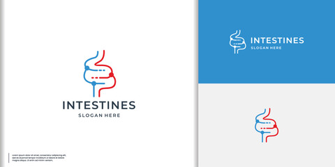 Healthy digestive tract logo. Intestinal inflammation icon, abdominal pain, constipation, gut appendicitis.