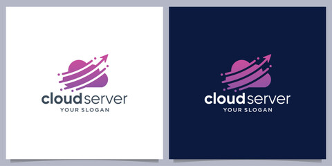 Cloud tech logo transfer database server storage logo design inspiration