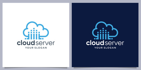 Cloud tech logo transfer database server storage logo design inspiration