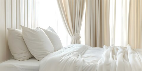 Elegant cream Savoy blackout curtains elevate the luxury of the master suite for refined comfort. Concept Luxurious Bedroom Decor, Elegant Window Treatments, Master Suite Upgrade, Refined Comfort