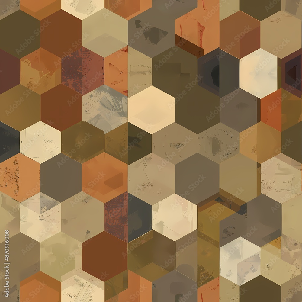 Poster abstract honeycomb pattern with earthy tones