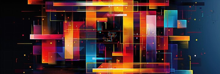 Colorful geometric abstract art with vivid shapes