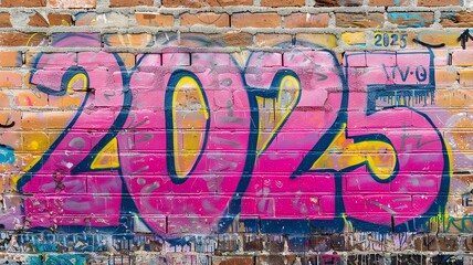 Vibrant 2025 Street Art Graffiti on Urban Brick Wall