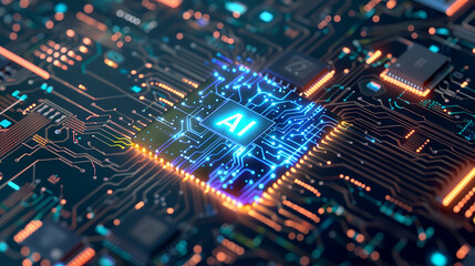 Obraz premium AI Chip On Circuit Board.