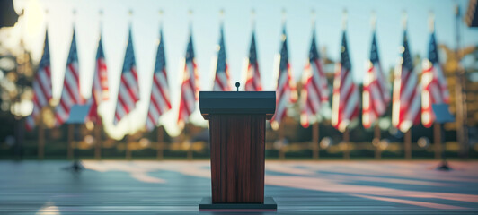 Presidential Campaign Podium on Stage Background