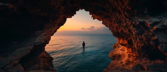  Person on surfboard in body of water during sunset