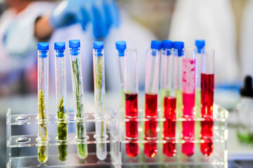 scientific tubes containing rare chemicals and exotic plant samples are used to extract substances for developing advanced medicines. scientist meticulously prepares for groundbreaking experiment.