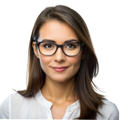 Obraz premium Woman Wearing Black Eyeglasses Looking at Camera