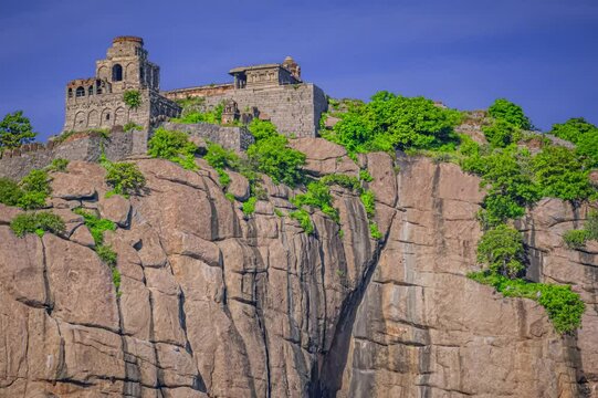 Gingee Fort or Senji Fort in Tamil Nadu, India. It lies in Villupuram District, built by the kings of konar dynasty and maintained by Chola dynasty in 9th century AD. Archeological survey of india.	
