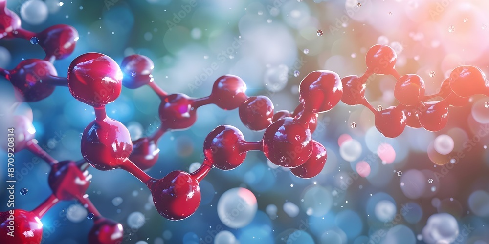 Poster 3d ball-and-stick model of hydroxocobalamin molecule structure. concept chemical structure modeling,