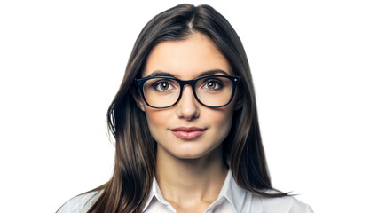 Obraz premium Close Up Portrait of a Young Woman Wearing Glasses