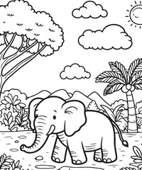 elephant cartoon coloring page vector ai generative