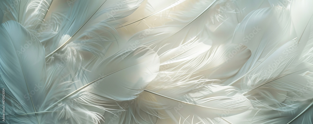 Aufkleber a background of soft, white feathers gently overlapping each other, creating a light and airy textur