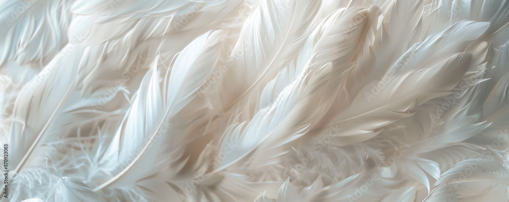 Aufkleber a background of soft, white feathers gently overlapping each other, creating a light and airy textur