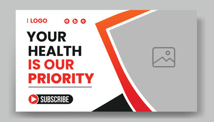  Creative medical healthcare youtube thumbnail design or social media web banner template for hospital and workshop layout