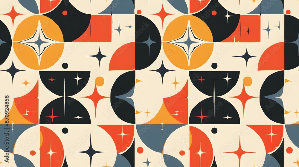 Poster geometric abstract pattern with stars and circles