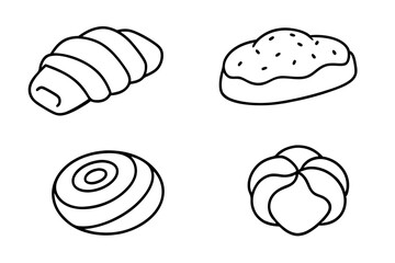 Danishes delicate line art vintage pastry illustration