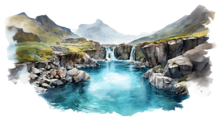 PNG Waterfall landscape outdoors nature.