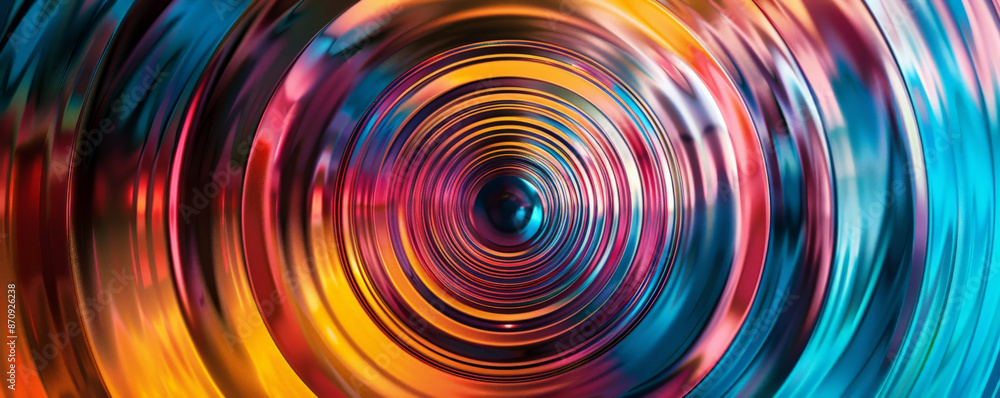 Poster a circular abstract background featuring concentric circles in vibrant colors, creating a hypnotic a