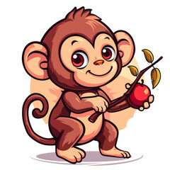 Obraz premium illustration art of cute monkey in the circle style vector