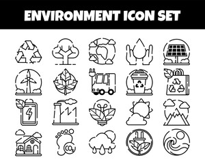Environment icons set outline vector illustration