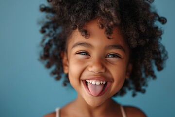 cheeky black girl winking and showing tongue. ai generative