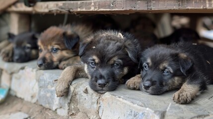 Adorable Puppy Gazing Curiously From Basket. World Animal Day