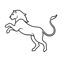 jumping lion silhouette vector illustration