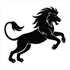 jumping lion silhouette vector art illustration