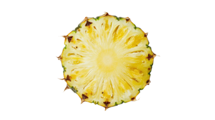 Juicy slice of pineapple on white background or PNG