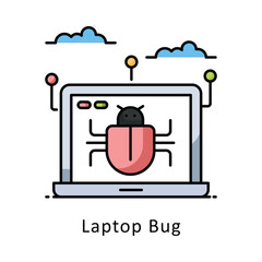 Laptop Bug vector   Filled outline Design illustration. Symbol on White background EPS 10 File