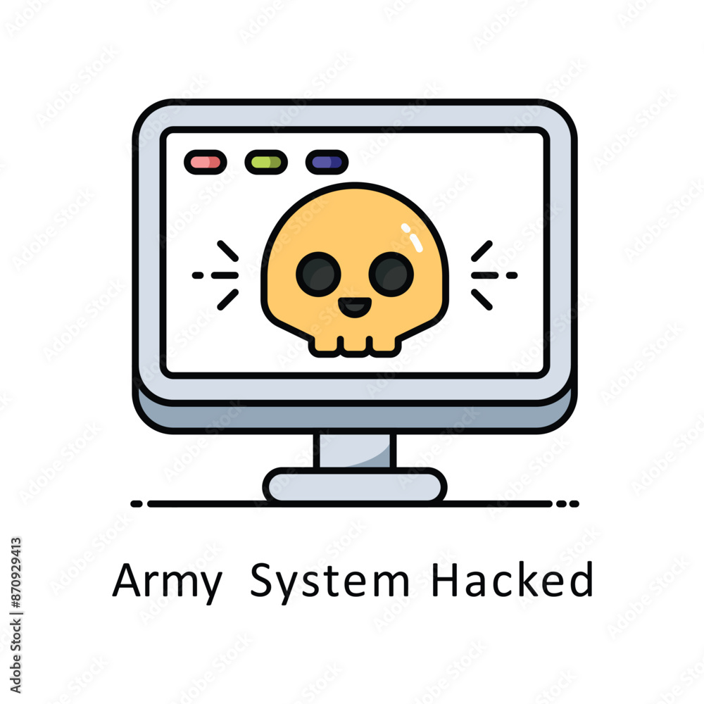 Poster army system hacked vector filled outline design illustration. symbol on white background eps 10 file