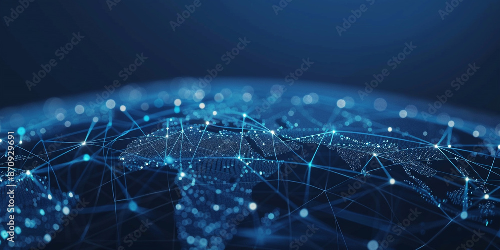 Aufkleber blue digital technology background with network connections and global connection