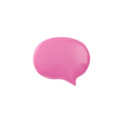 3D pink round speech bubble on isolated background.